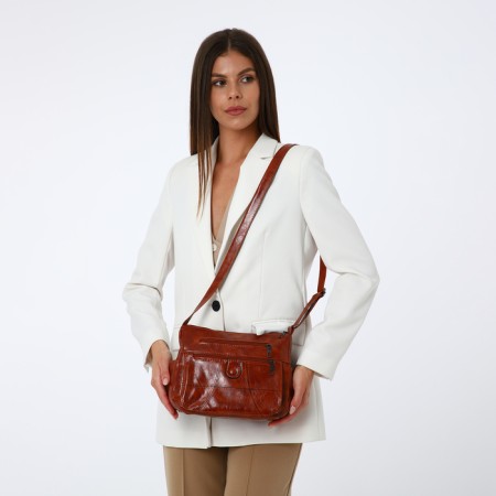 Women's bag on one shoulder, on lightning, brown color-1