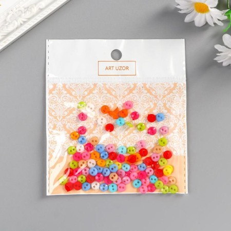 Buttons plastic for creativity 2 punctures "colored buttons" set of 100 pcs 0.6x0.6 cm-3