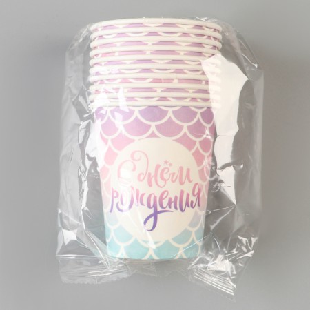 A one -time paper glass "Happy Birthday", 250 ml-2
