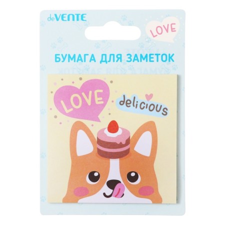 Block with a sticky edge of 75 x 75 mm, Devente Corgi, 30 sheets, offset, mix-3