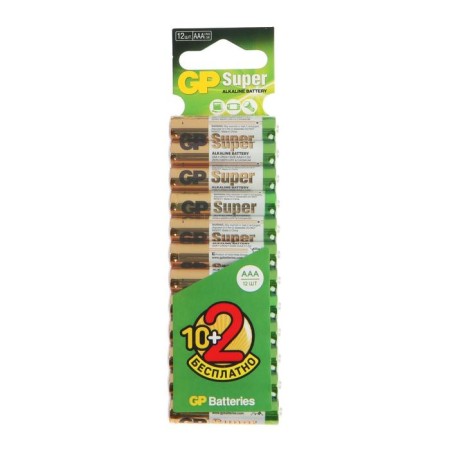 Battery Alkalin GP Super, AAA, LR03-12BL, 1.5V, blister, 10+2 pcs.