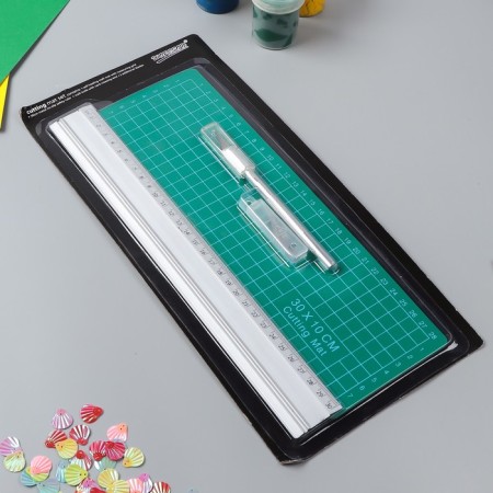 A set of tools for creativity: knife 4+1 blades, ruler, mature 30x10 cm, 34.7x16.3 cm-1