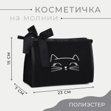 Cosmetic bag with a zipper, with lining, black color