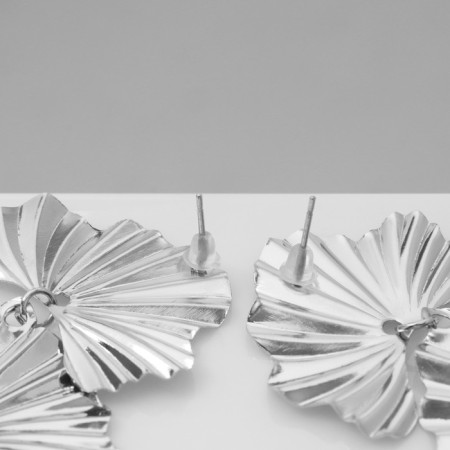 Earrings Metal "Atmosphere" compressed flowers, color silver-1