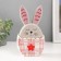 Coramics box "Bunny in an egg in a cell, with a flower" gray-red 11.8x7.2x20.8 cm
