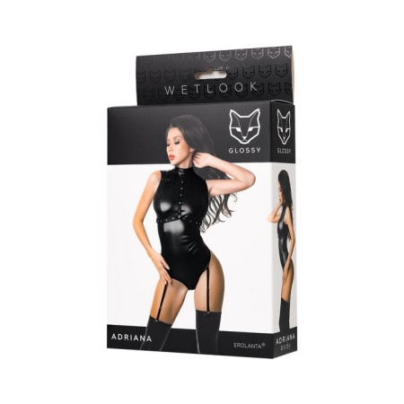Body Glossy Adriana, female, with garters for stockings, size m, color black-4