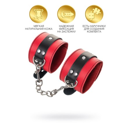 Toyfa Theatre shackles, leather, 28 cm, red color-9