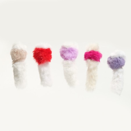 Mouse made of artificial fur, up to 17 cm with a tail, a mix of flowers-3