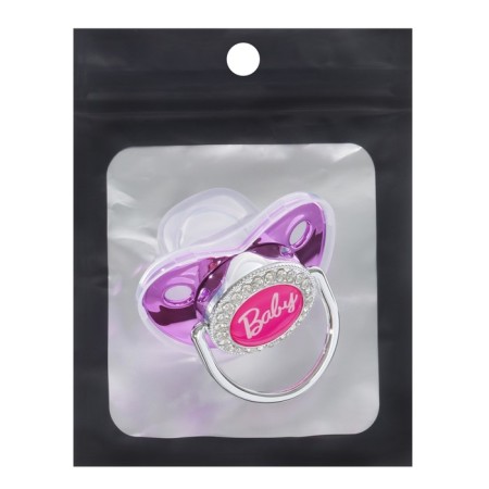 Nipple - orthodontic dummy, Baby, with a cap, +12 months, pink/silver, rhinestones-5