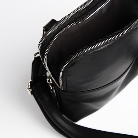 Male bag, textura over the shoulder, genuine leather, black color-5