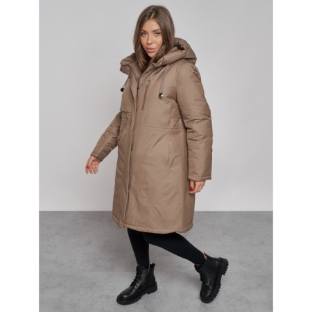 Coat insulated winter female, size 46, brown color-10