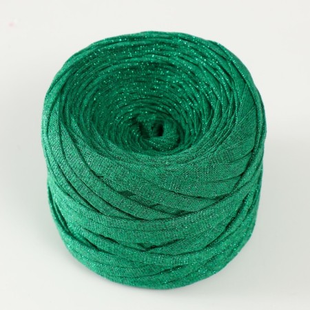 Knitted yarn "Ribbon" with Lurex 85m/170 ± 5 g (nephritis, lurex: green)-1