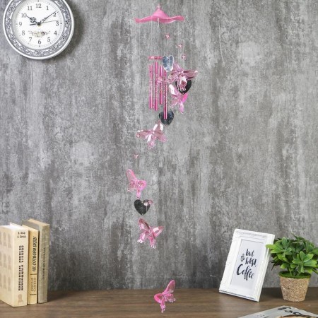Wind music plastic "Butterflies and heart-mirror" 4 tubes 11 elements 75 cm-6