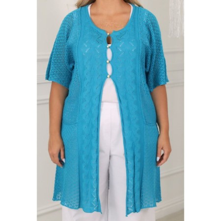 Cardigan female, size 52, blue color-13