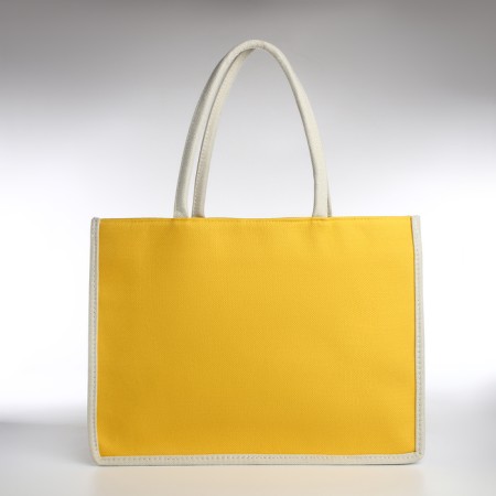 Bag beach without fasteners, milk/yellow color-1