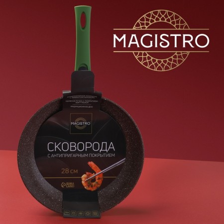 Forged pan Magistro Avocado, D = 28 cm, the removable handle of Soft-Touch, anti-stick coating, induction, color green-6