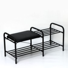 Athery for shoes with a luxury seat, 79 × 33 × 36 cm, 2 shelves, black color