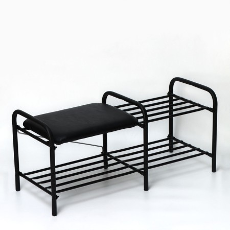 Athery for shoes with a luxury seat, 79 × 33 × 36 cm, 2 shelves, black color
