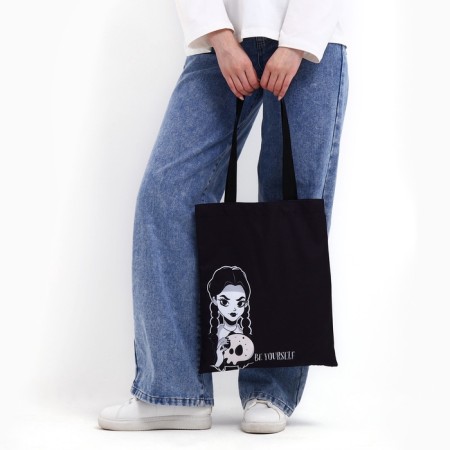 Shoper bag without fastening, black color-3