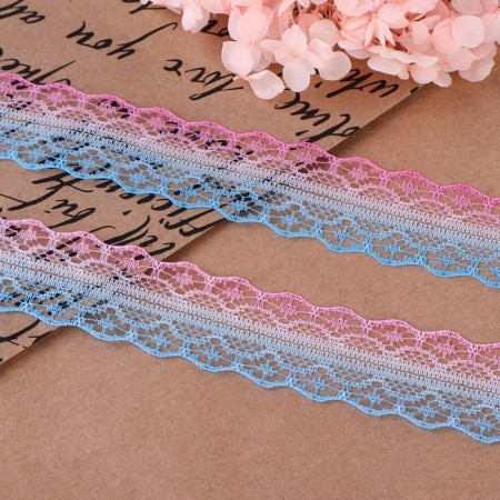 Capricon lace "gradient", 28 mm × 10 ± 1 m, pink/blue # 5-1
