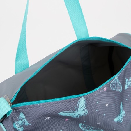 Sports bag with lightning, long belt, gray/turquoise color-2