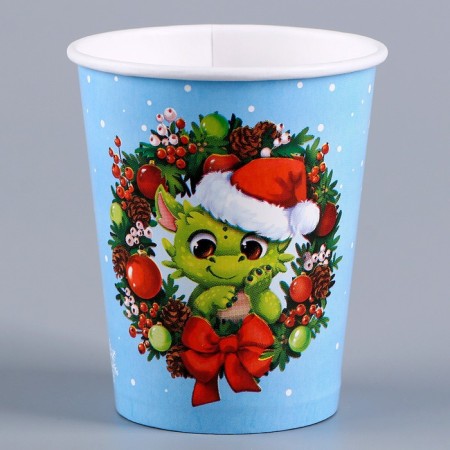 A one -time paper glass “Happy New Year”, dragon, 250 ml-1