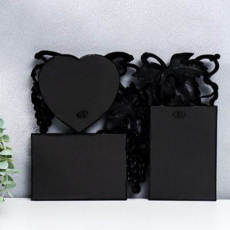 Photo frame plastic in 3 photos 10x15, 13x13 cm "Grapes" Dark silver 26x33 cm-2