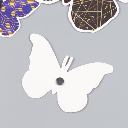Butterflies cardboard "Geometry with gold" set 12 pcs h = 4-10 cm on magnet-4