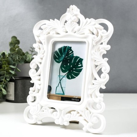 Photo frame plastic 10x15 cm "Royal lush leaves" white 28x20.5 cm-1