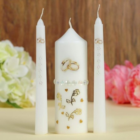A set of wedding suppositories with beads "Wedding rings", white, handmade, mix-8