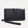 Men's purse on the button, a department for bills, for maps, for coins, black color