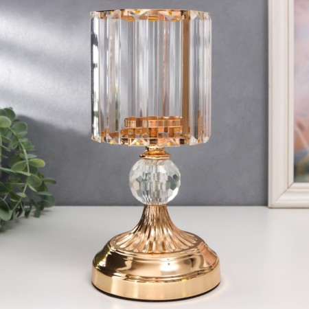 Summary metal, glass for 1 candle "Crystals - facets" gold 27x13x13 cm-3