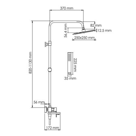 The shower system wasserkraft a277.255.218.bm, tropical shower, shower, black-2