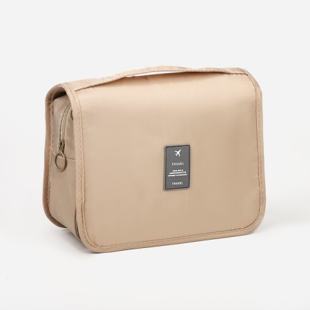 Velcro cosmetic bag, with hook, beige color