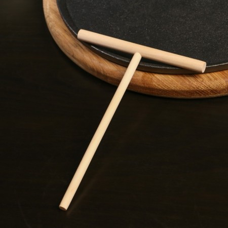 Pancake cast -iron magma "Tradition", 26 × 1.5 cm, with a wooden spatula-3