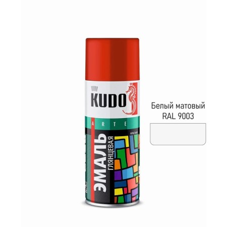 Aerosol paint enamel Kudo universal white matte RAL 9003, 520 ml