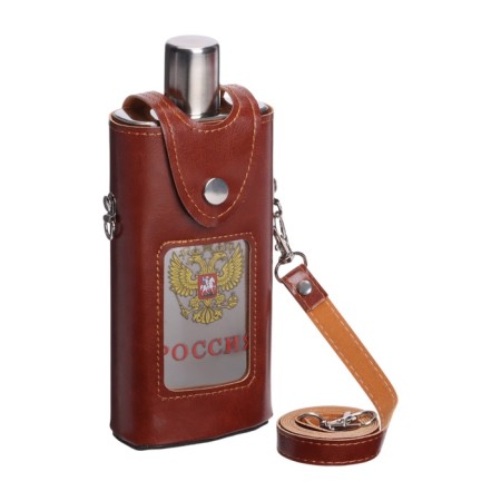 Flask for alcohol and water, 330 ml, "Russia", stainless steel, cover, gift