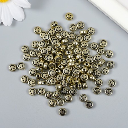 Beads for creativity plastic "Smiley. Flat" gold set of 20 g 0.7x0.4 cm-1