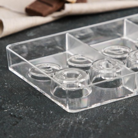 Form for chocolate and sweets "Babble", 10 cells, 20 × 12 × 2.5 cm, d = 2.5 cm, d = 2.7 cm-2