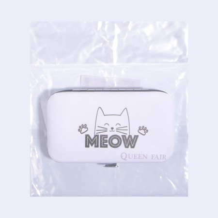 Manicure set "Meow", 7 objects, white color-4