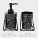 Savanna bathroom set "Geometric", 3 items (soap dish, soap dispenser 290 ml, glass), black color