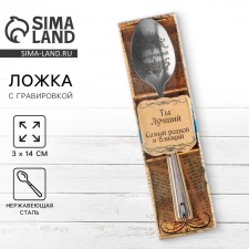 A teaspoon spoon with an engraving “You are the best”, in a gift box, 3 x 14 cm.