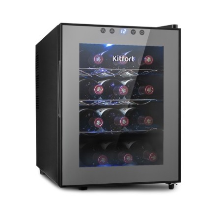 Wine cabinet KitFort KT-2408, 70 watts, 5 shelves, 33 l, 12 bottles, 1 climatic zone