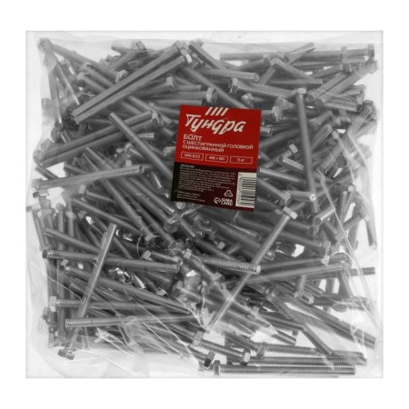 Bolt "Tundra Krep", with a hexagonal head, galvanized, Din933, M6x80 mm, 5 kg-3