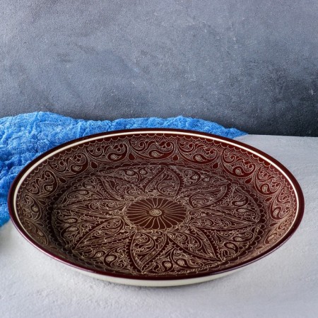 Round Light, 36 cm, Rishtan patterns, brown patterns
