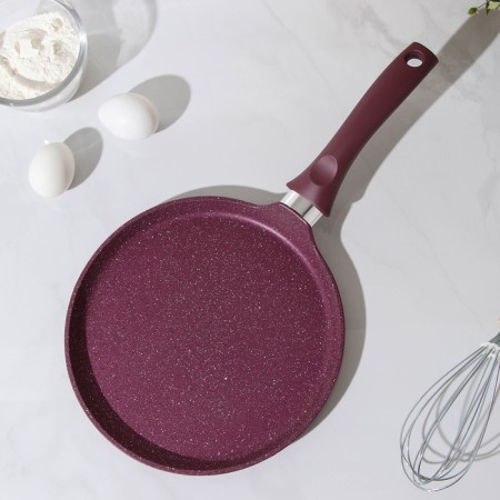 Pancake pan Trendy Style, D = 24 cm, plastic handle, anti -stick coating, burgundy color-1