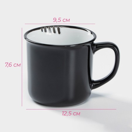 Mug ceramic shade "Emal", 340 ml, black color-2