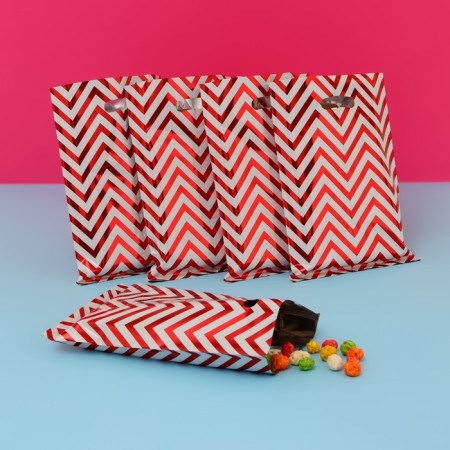 Gift, metallized package, "zig-zag" red 17x25 cm, 20 microns 10 pcs set