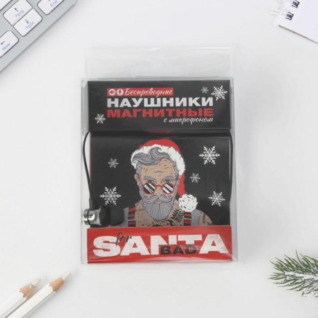 Wireless magnetic headphones with a Santa microphone, for the New Year, wire length 57.5 cm.-4