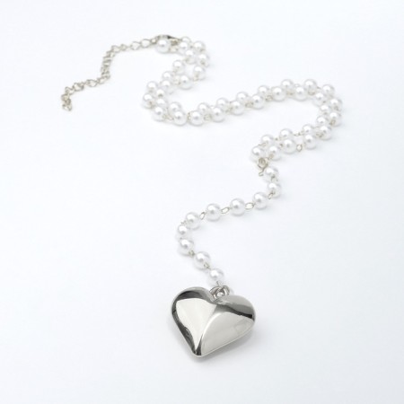 Pearl pearl "heart" maxi color silver, 40cm-1